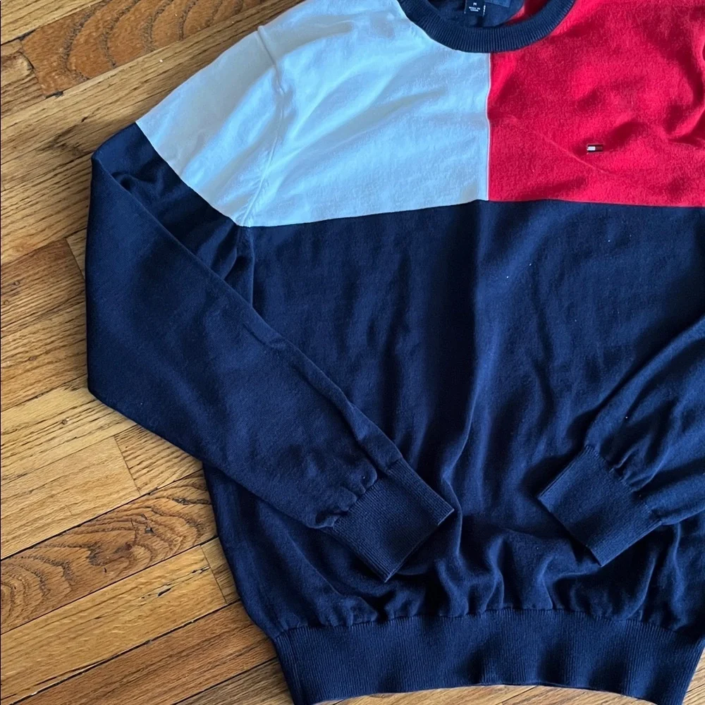 Tommy Hilfiger Red, White & Navy Block Crewneck Sweater